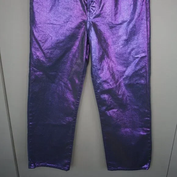 New Levi's Premium Candy Coated Ribcage Straight Ankle Jeans in Purple size 24